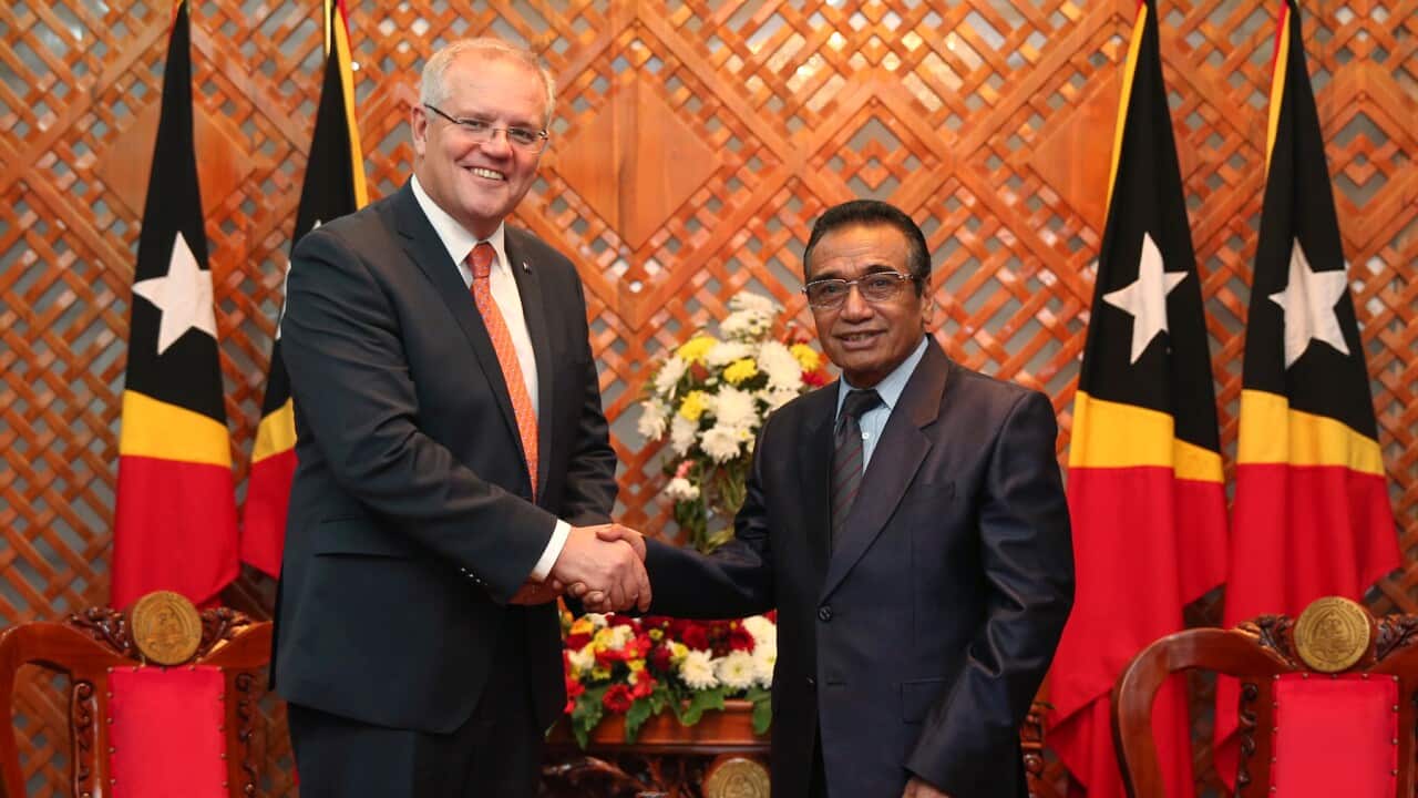 Prime Minister Scott Morrison and East Timorese President Francisco Guterres in Dili