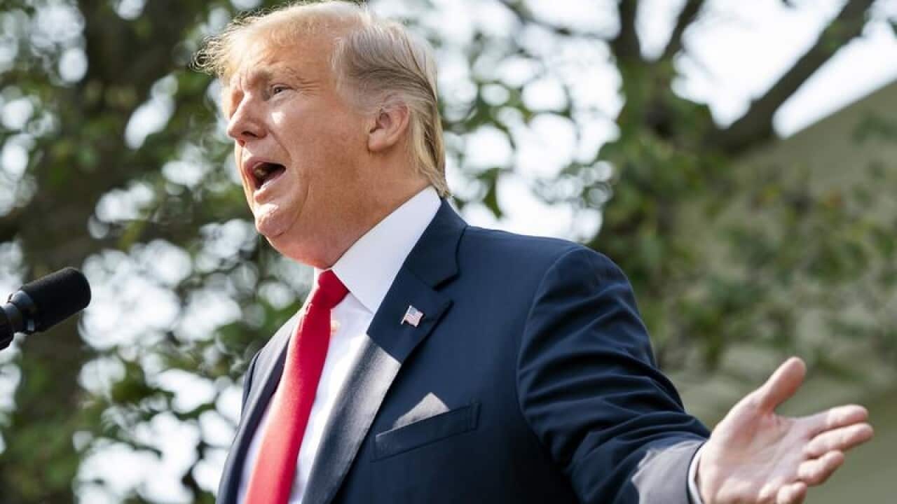US President Donald J. Trump delivers remarks