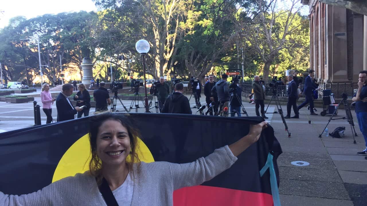 BLM supporter outside the supreme court in Sydney