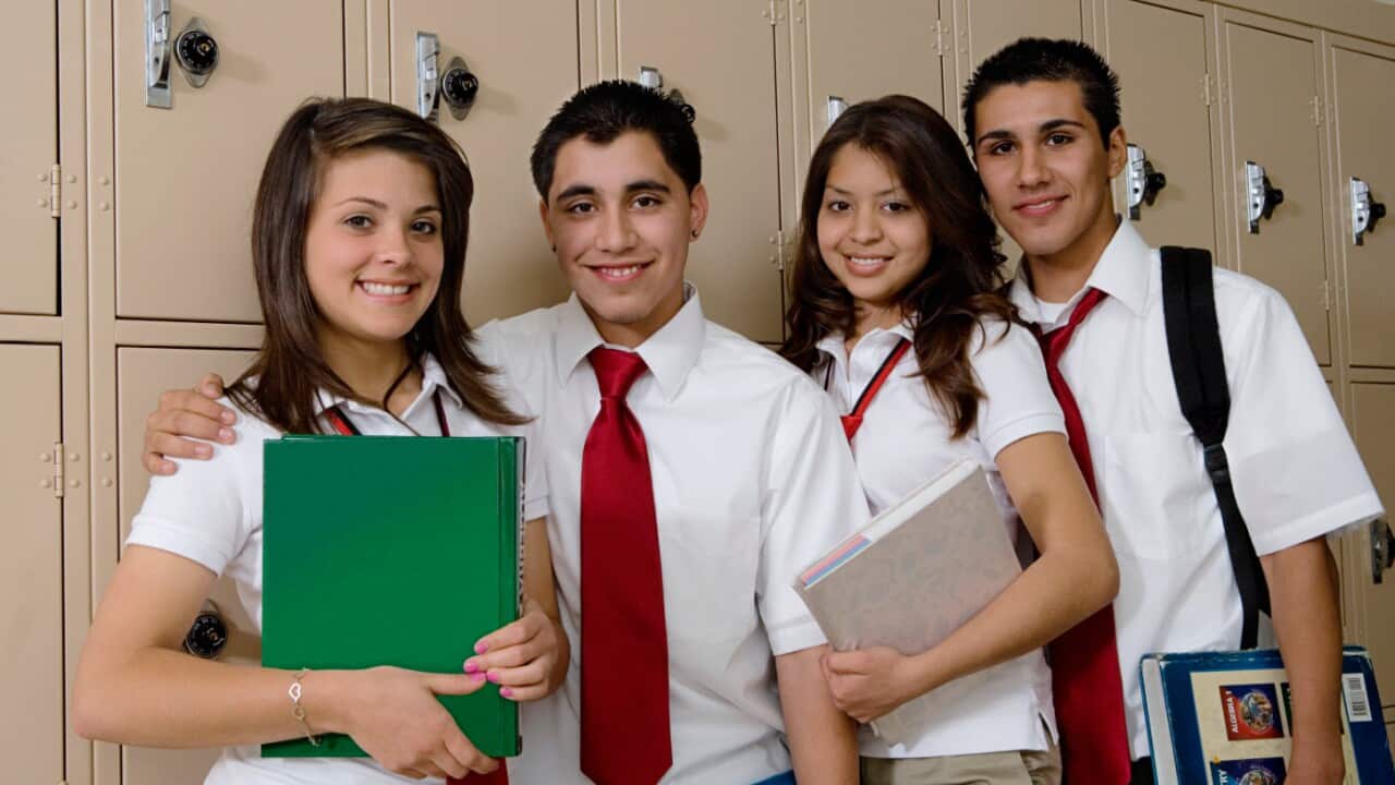 High School Students Beside School Lockers