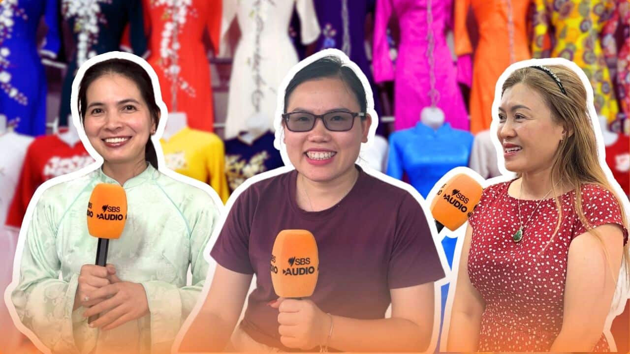 Những tiểu thương bán áo dài tại Úc. Nguồn hình: SBS Tiếng Việt / Getty
