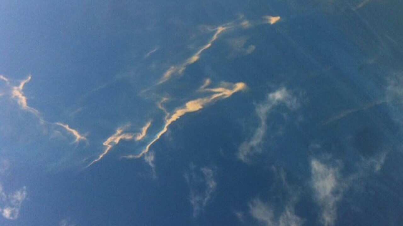 An oil slick in the sea off the Vietnamese coast