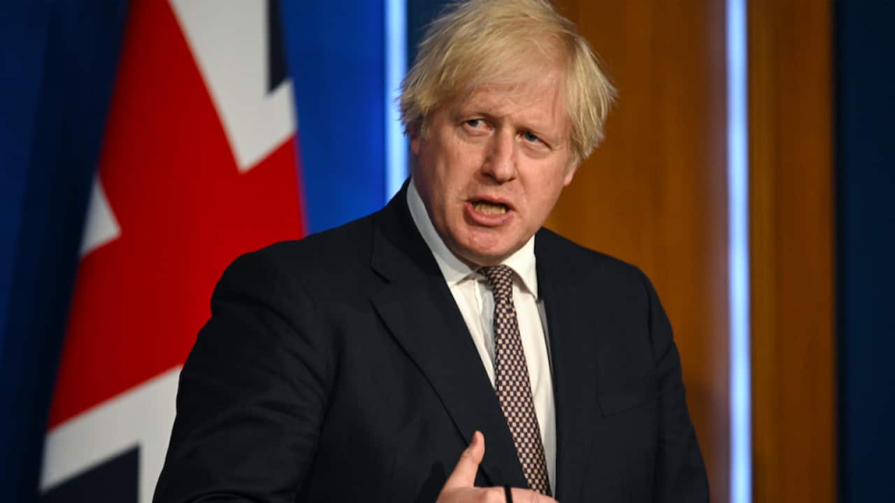 Prime Minister Boris Johnson speaking during a media briefing in Downing Street, London