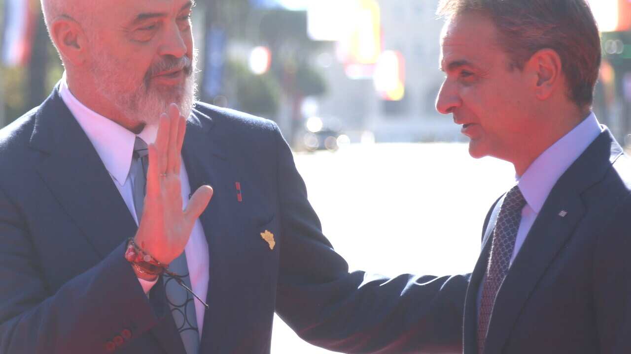 Albania's Prime Minister Edi Rama (L) with Greek Prime Minister Kyriakos Mitsotakis earlier this year