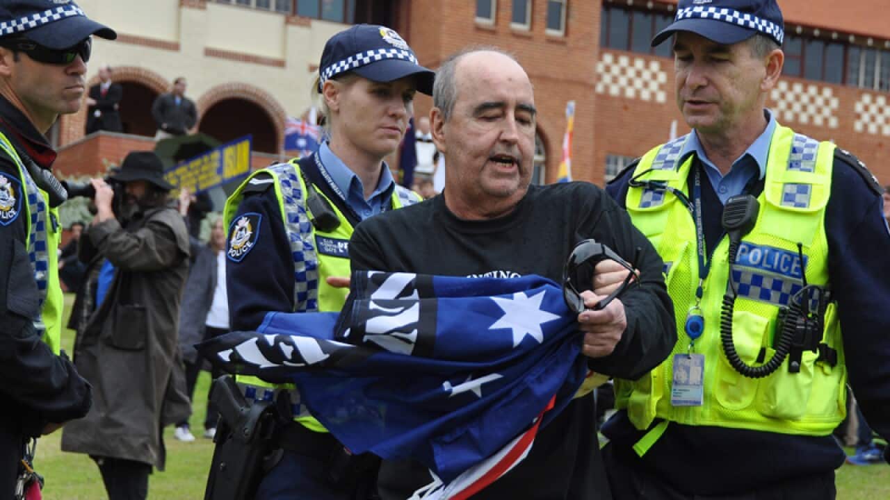 A Reclaim Australia protester