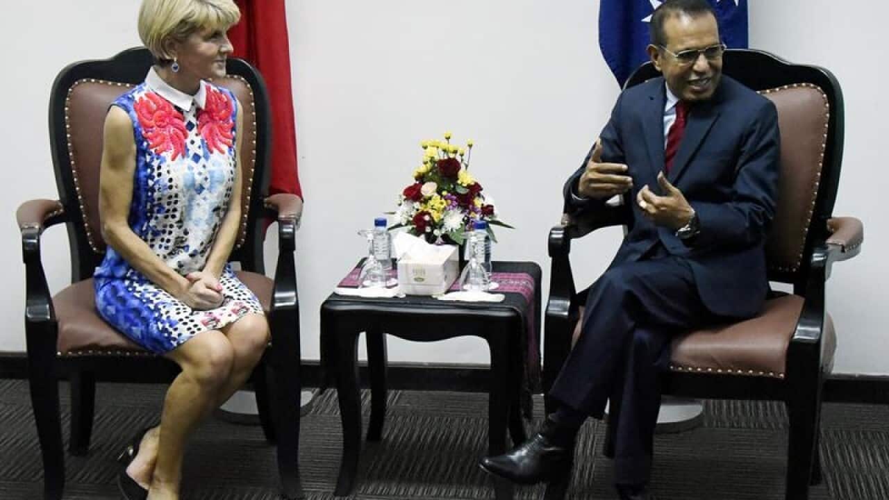 Foreign Minister Julie Bishop with East Timor's Foreign Minister.