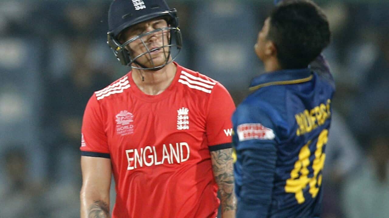 England batsman Jason Roy is dismissed