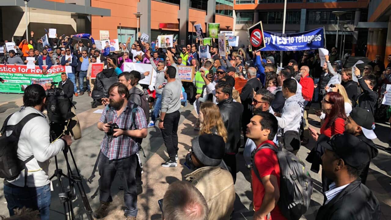 Refugees' demonstration at the Immigration Department in Sydney