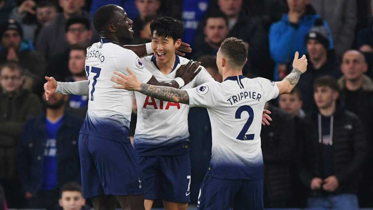 Song Heung-Min celebrates his 11th goal all together in the season