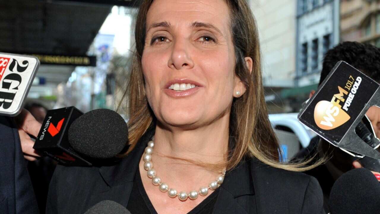 A file photo of Kathy Jackson depart during a break at the Royal Commission into Trade Union Governance and Corruption in Sydney.