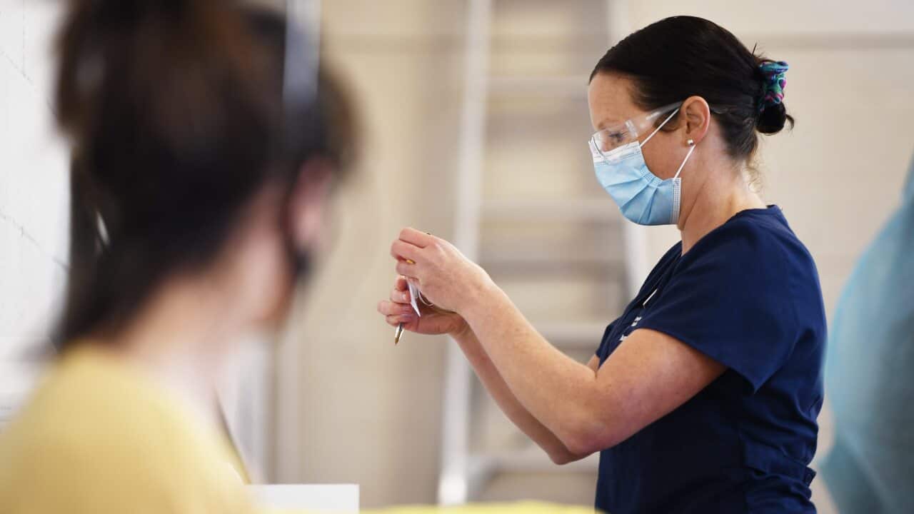 A COVID-19 testing facility in Bonbeach, Melbourne.