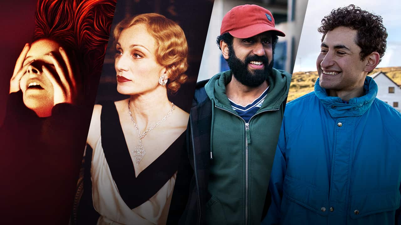 A composite graphic shows faces from four different films.