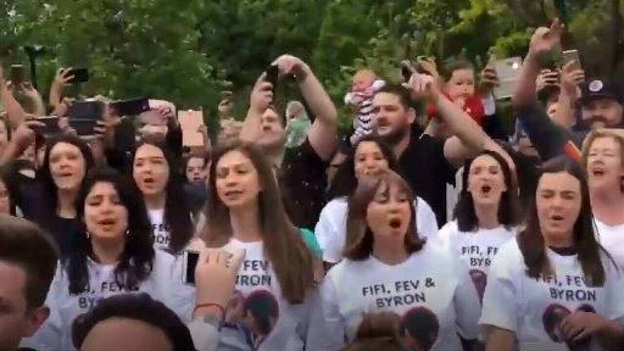 A choir serenaded the royal couple with their wedding song Stand By Me in Melbourne.