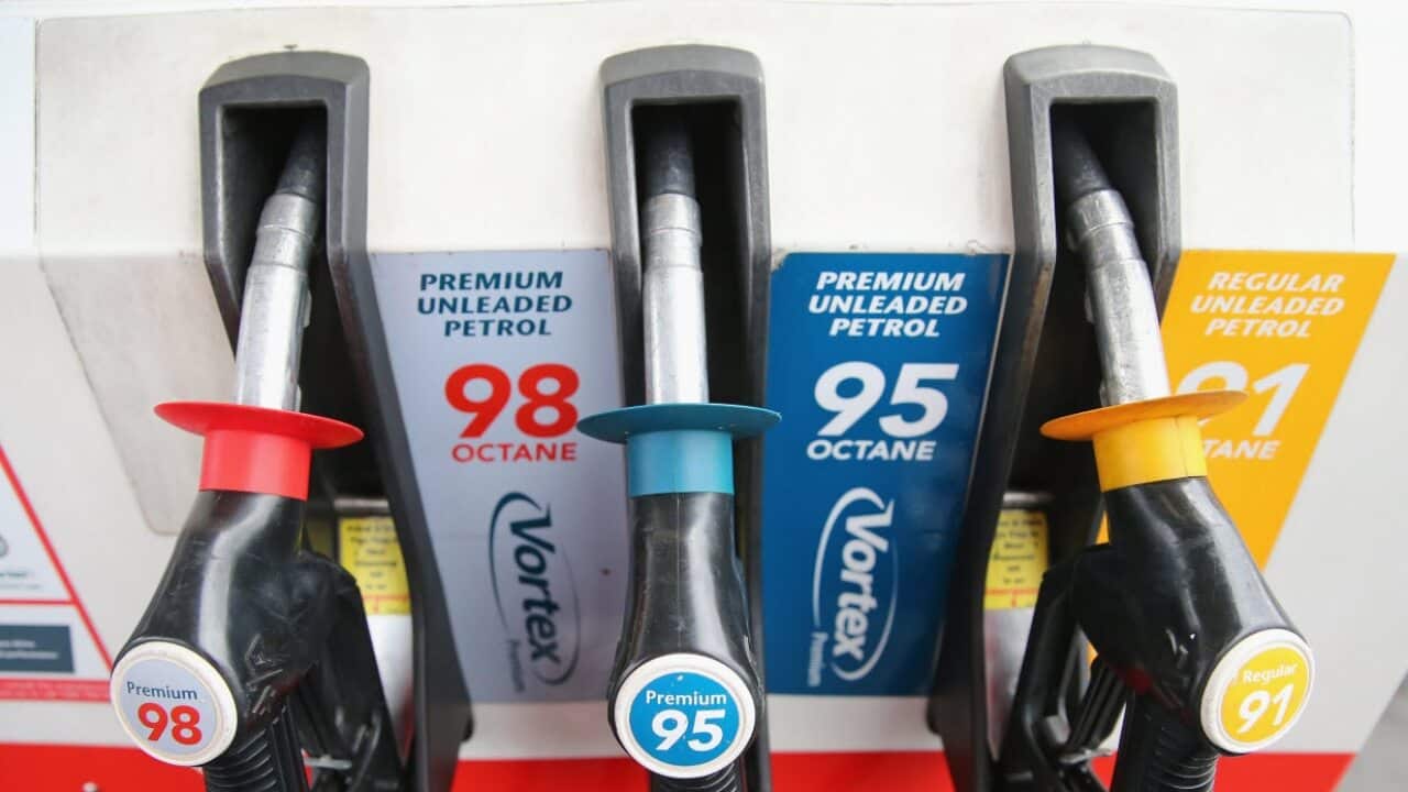 Fuel nozzles rest in a fuel dispenser at a petrol station on July 23, 2013 in Melbourne, Australia.