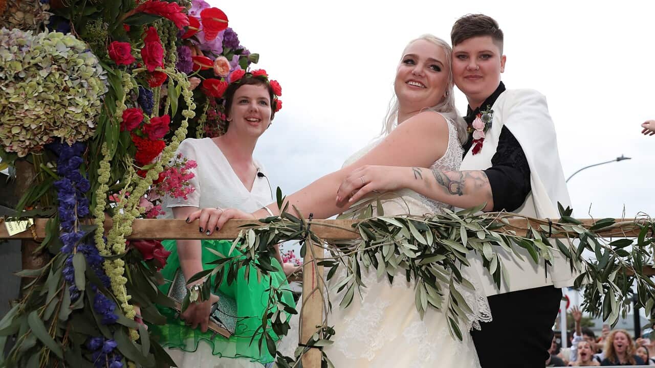 Victoria and Sinead got married on a float during the Auckland Pride Parade 2018.