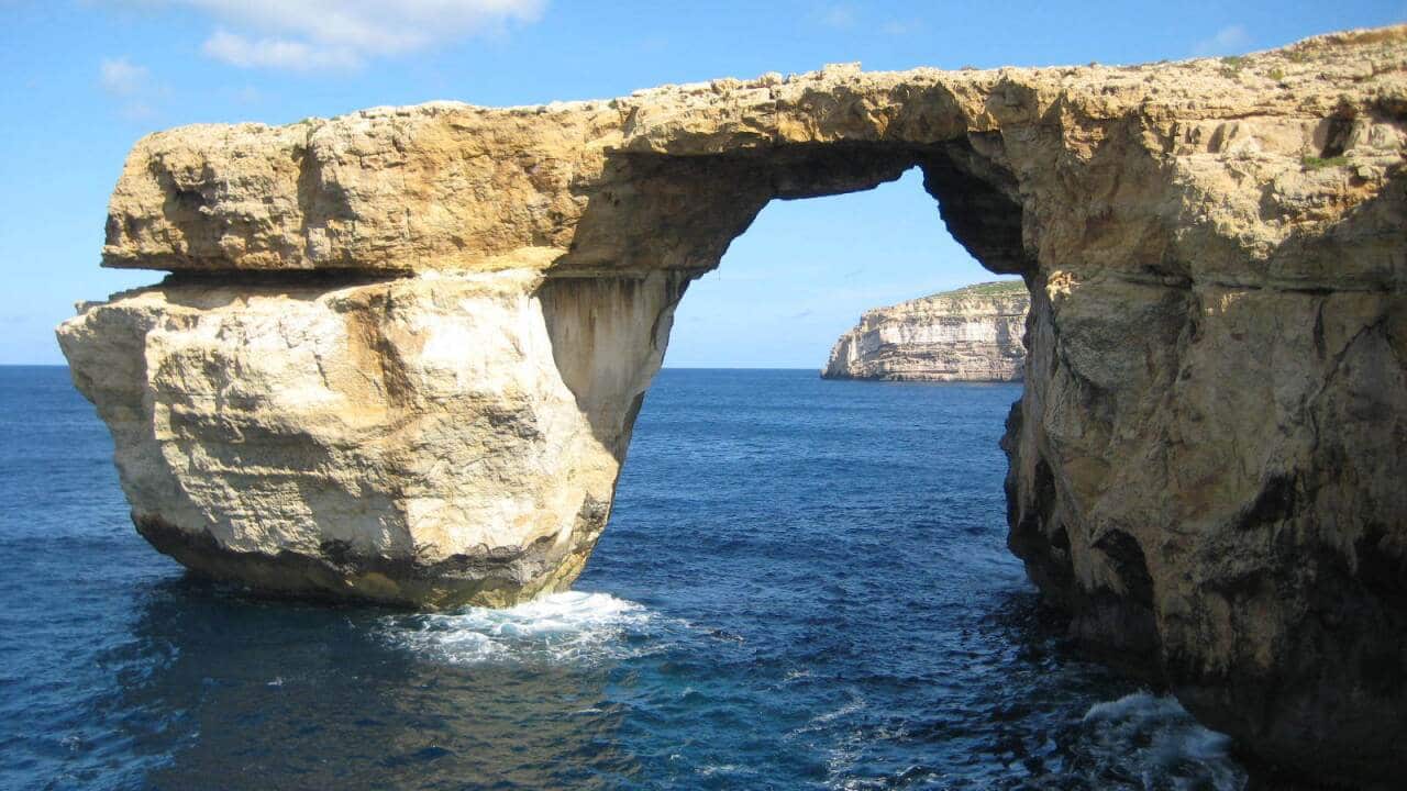 This is a April 2014 image of the landmark the Azure Window located just off Malta.