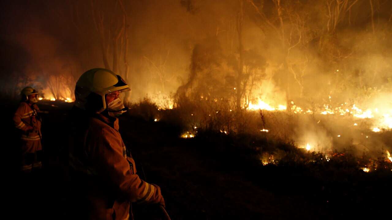 Fire crews undertake back burning near Railway Crescent, Belmont, Lake Macquarie, NSW