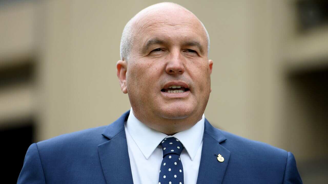 NSW Police and Emergency Services Minister David Elliott addresses media during a press conference to announce the NSW Government response to the NSW Bushfire Inquiry, Sydney, Thursday, October 22, 2020. (AAP Image/Dan Himbrechts) NO ARCHIVING