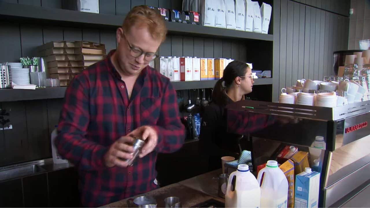 Daniel Dick working in his Melbourne cafe