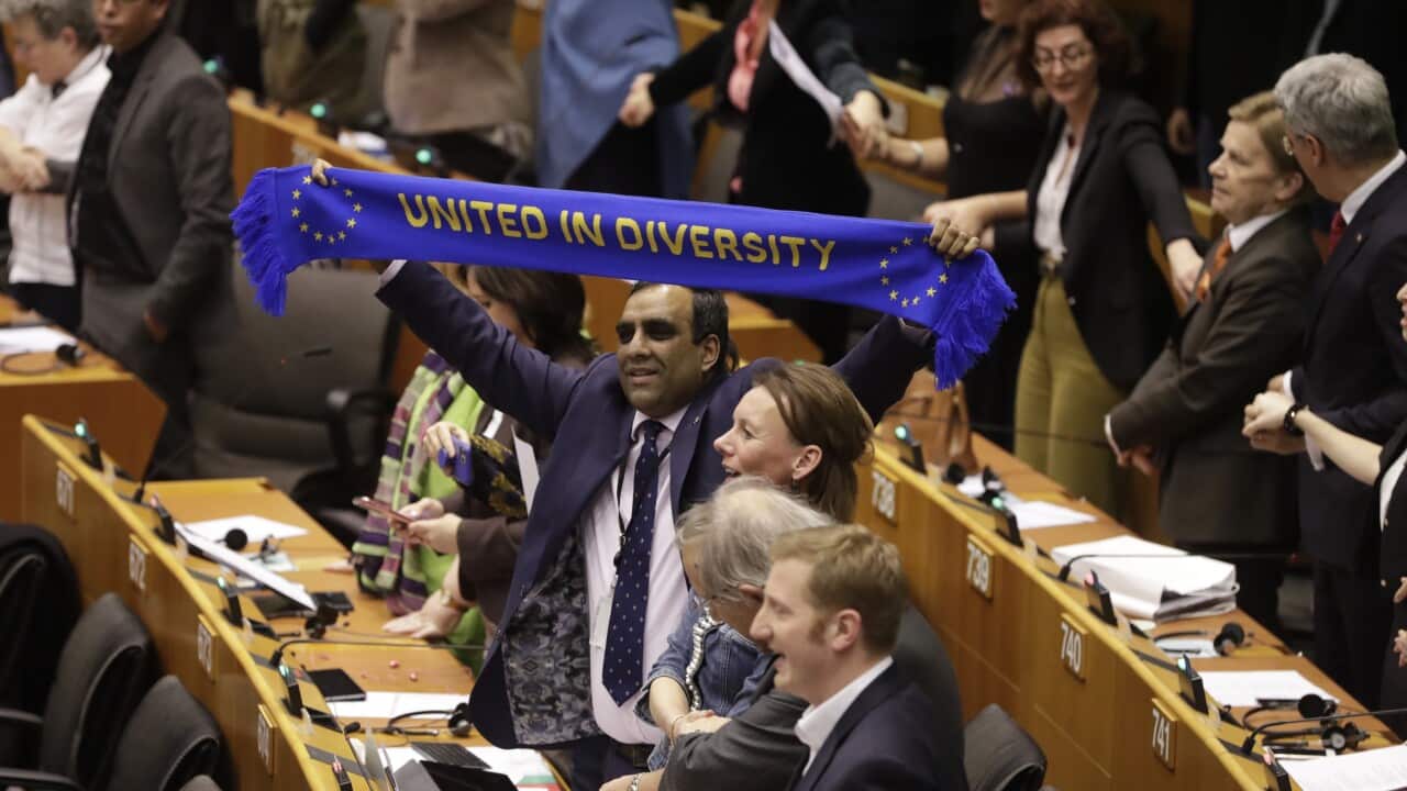 Members of the European Parliament react after Brexit vote