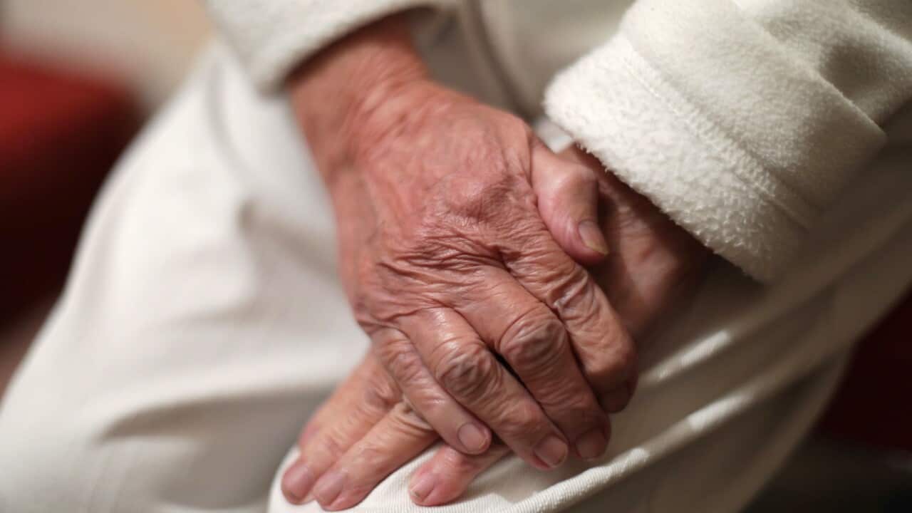 An elderly woman in aged care