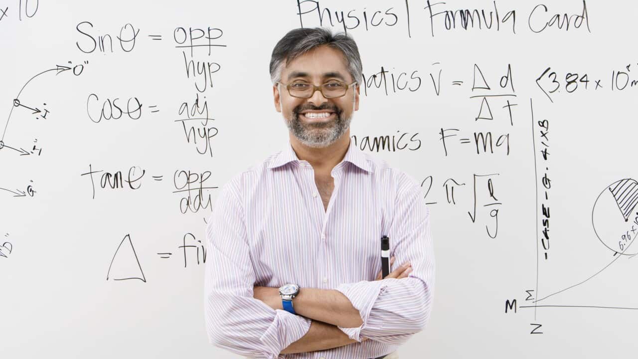 Scientist in front of whiteboard (AAP)