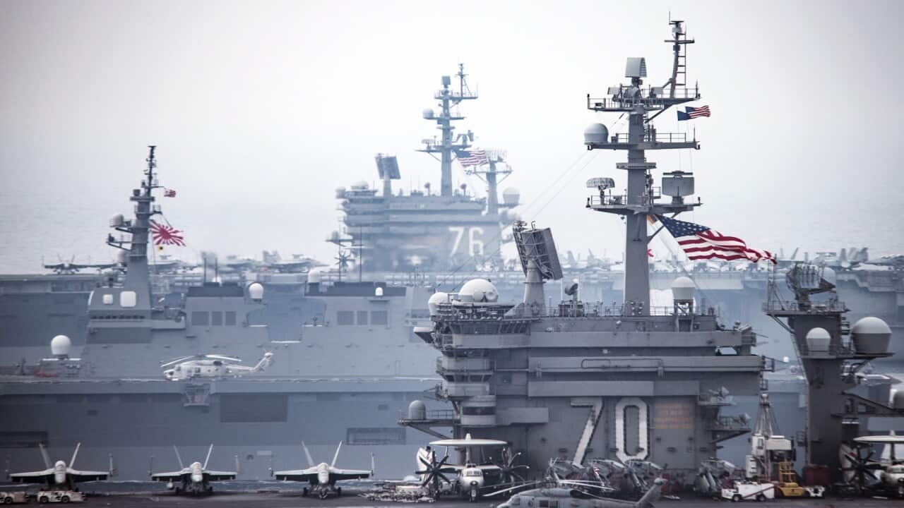 US and Japanese forces carry out joint military exercises in the Pacific region.