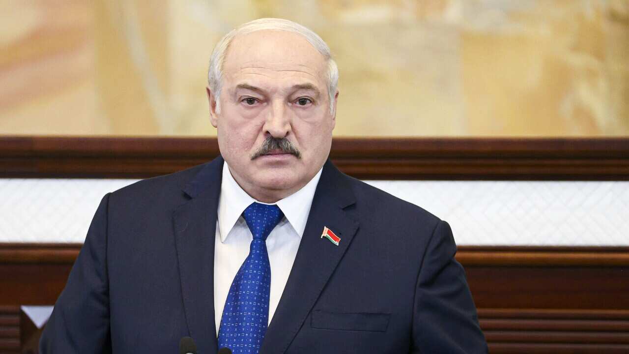 Belarusian President Alexander Lukashenko addresses parliament in Minsk, Belarus, Wednesday, May 26, 2021.