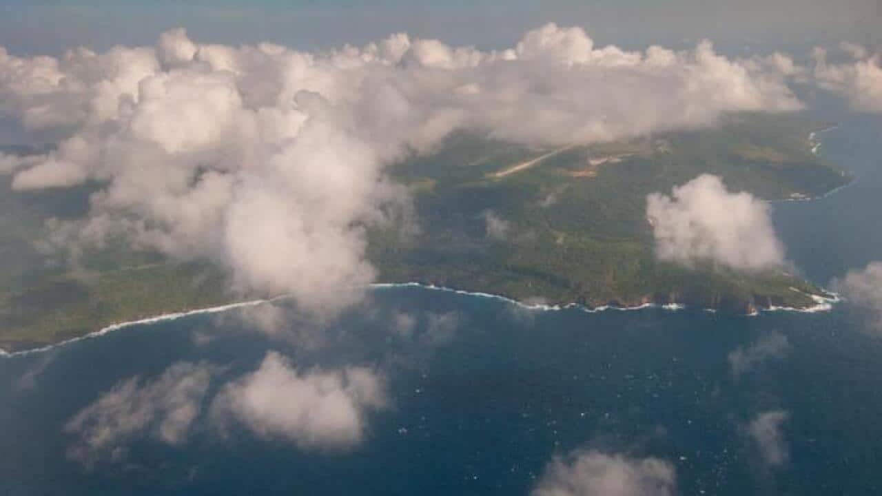 The eastern coast of Christmas Island is pictured from the air