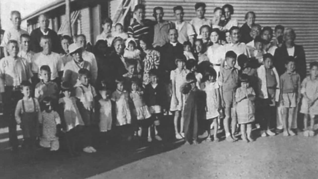 Japanese Detainees in the B area of No.4 Internment Camp, Rushworth (Tatura). Photo supplied by JCS