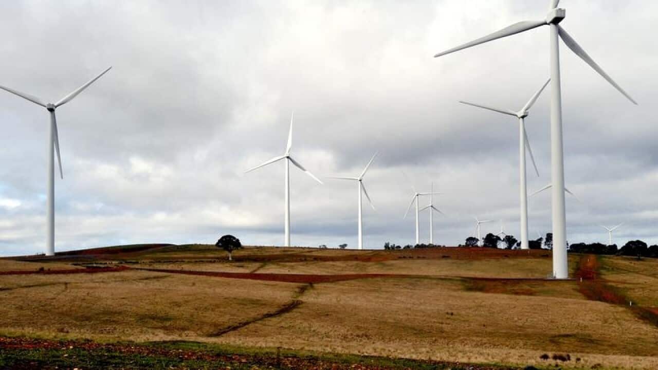 This is a file image of The Acciona windfarm near Gunning in NSW.