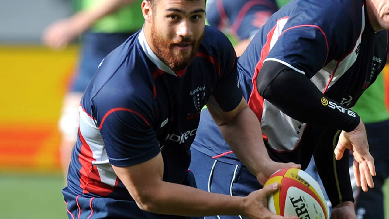 Rebels' Cruze Ah-Nau trains with the team in Melbourne