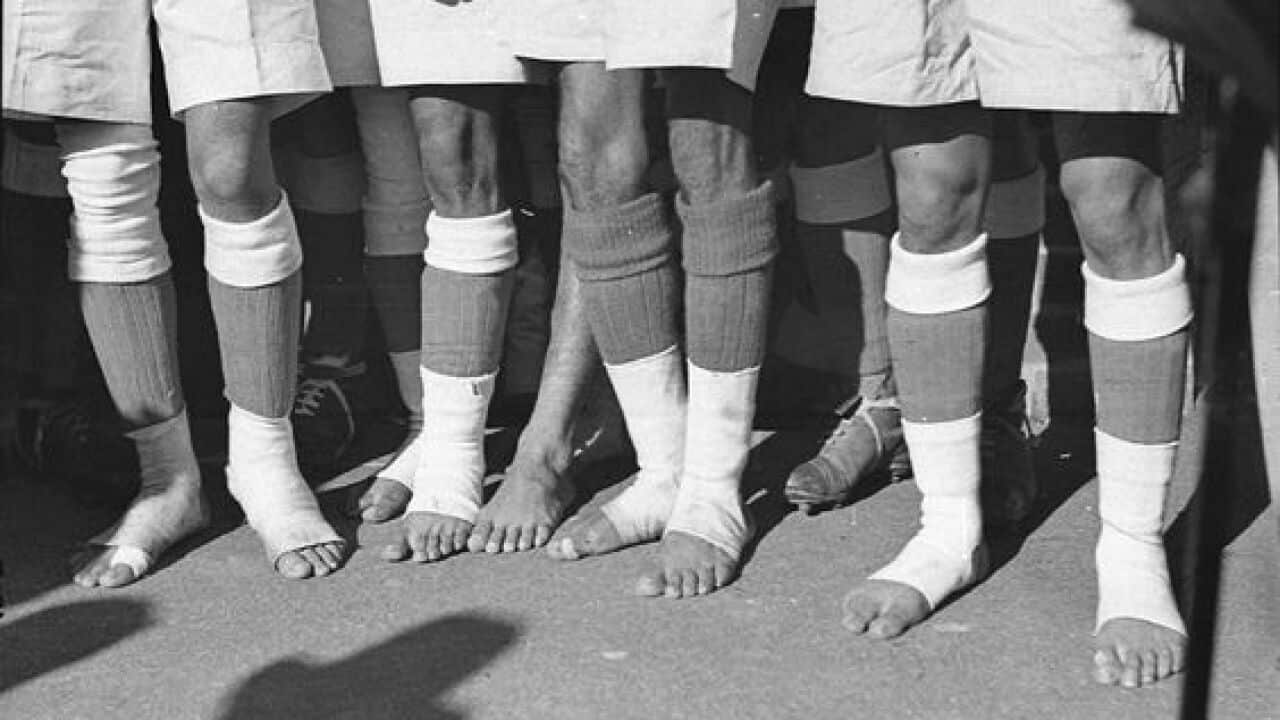 Bare feet football players