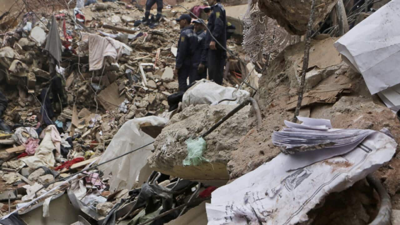 The site of the building collapse in Cairo.