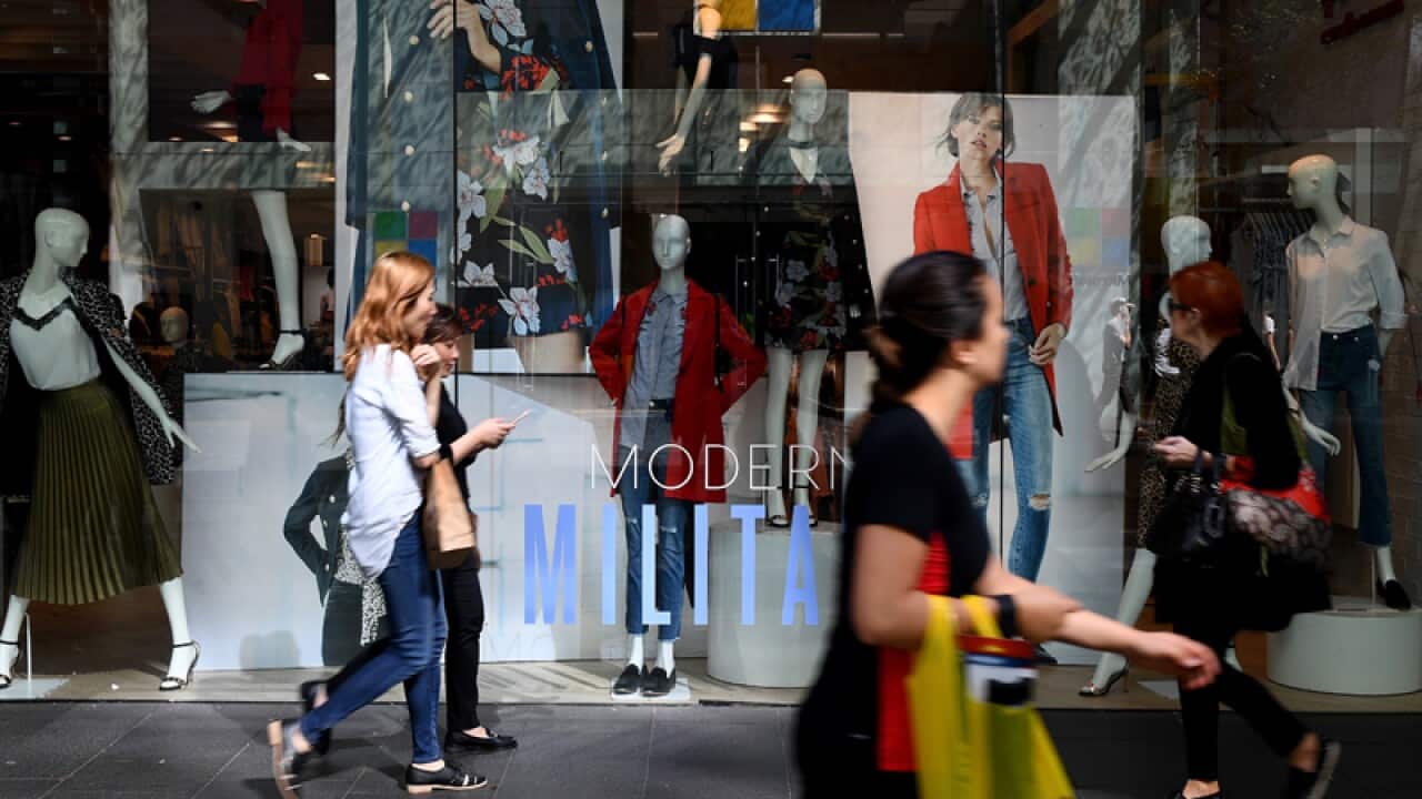 People are seen at Pitt Street mall in Sydney