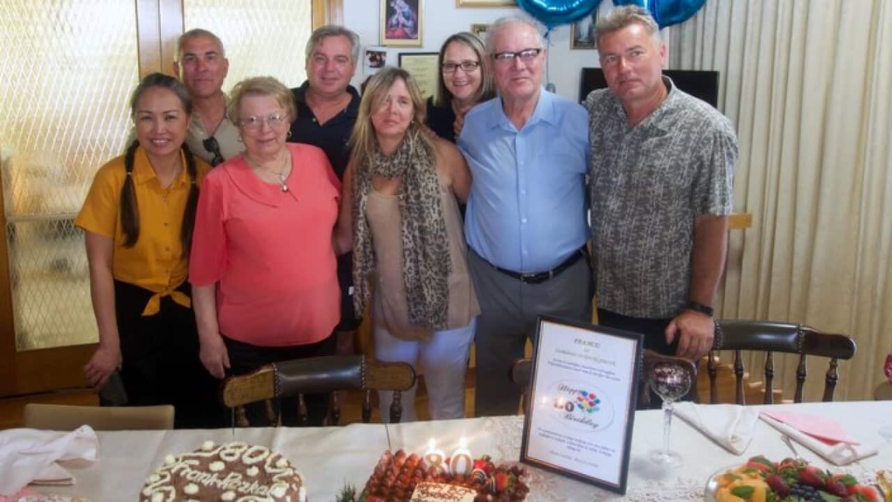 Franc Fekonja recently celebrating his 80th birthday with his family