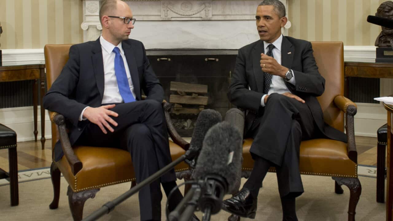 US President Barack Obama and Ukrainian PM Arseniy Yatsenyuk