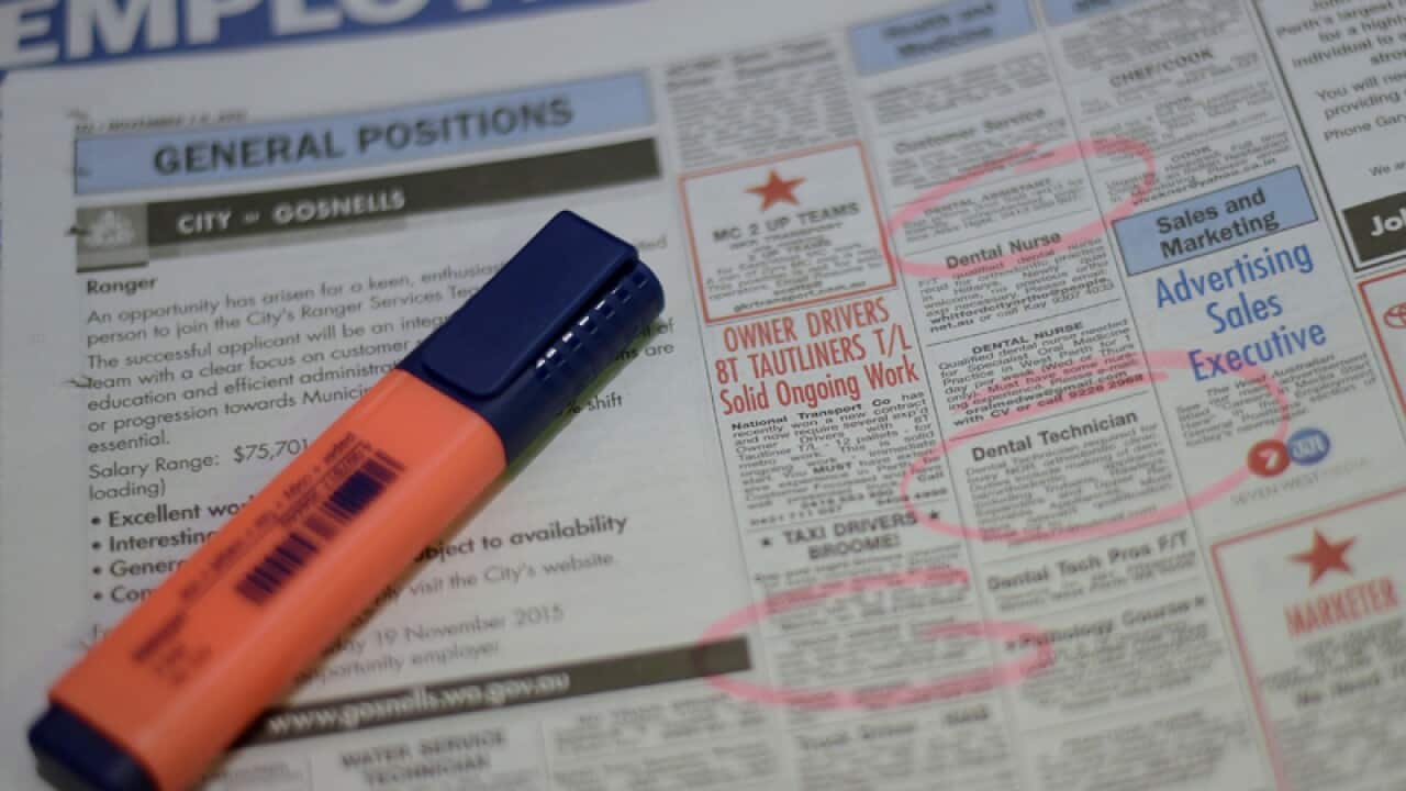 Employment ads in a newspaper