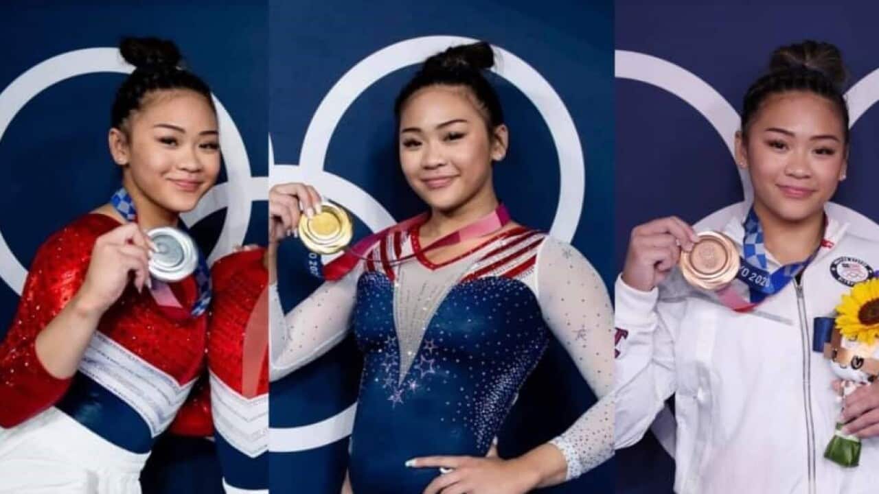Sunisa Lee with her three different medal acquired from 2020 Tokyo Olympics - Mai Va Yang John Lee