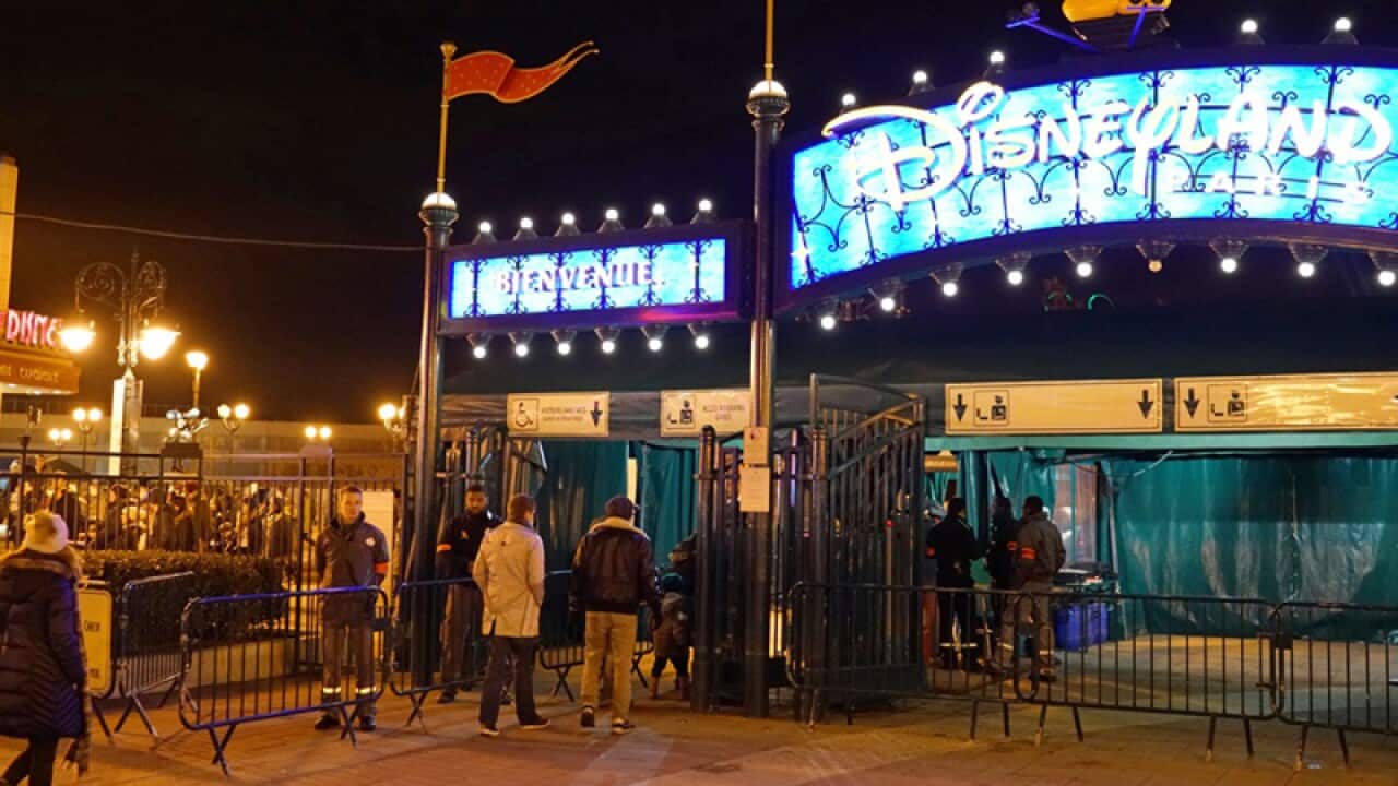 A security check point near the entrance to Disneyland Paris