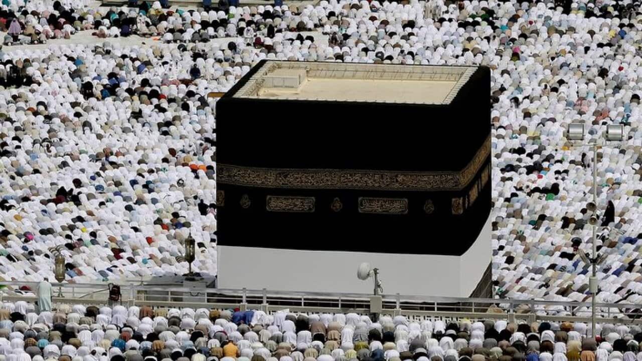 Muslim pilgrims circle the Kaaba as pray inside the Grand mosque in Mecca, Saudi Arabia, Monday, Oct. 22, 2012. (AP Photo/Hassan Ammar)