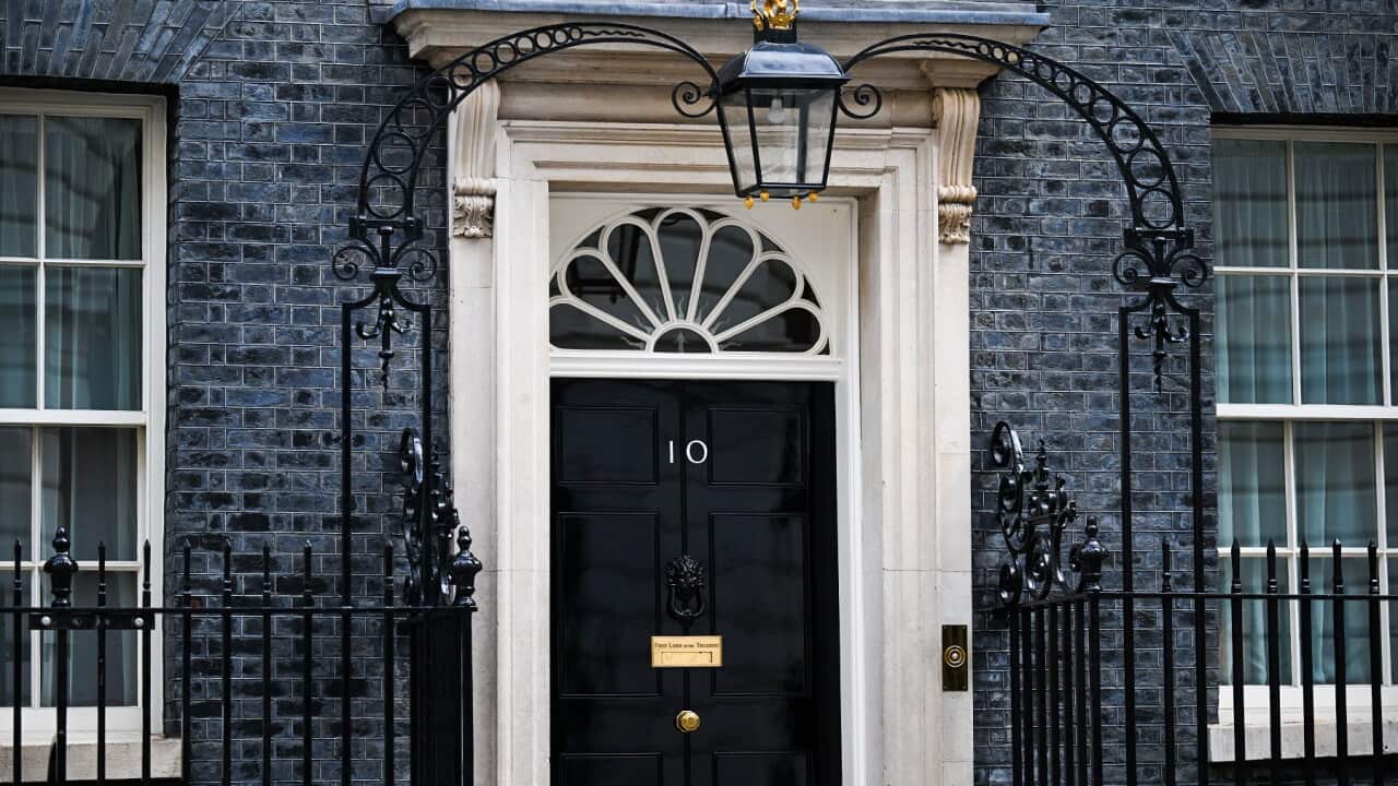 Closed door at number 10 Downing Street London