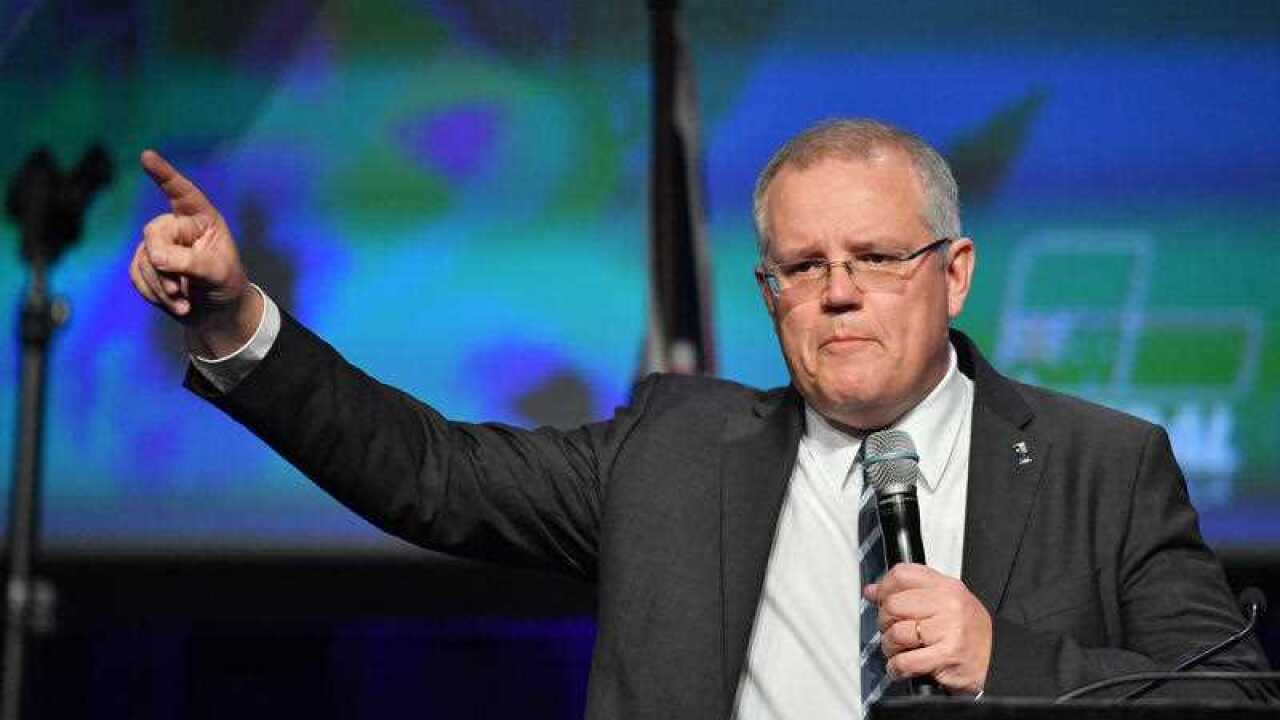 Treasurer Scott Morrison speaks during the Liberal Party State Conference in Adelaide