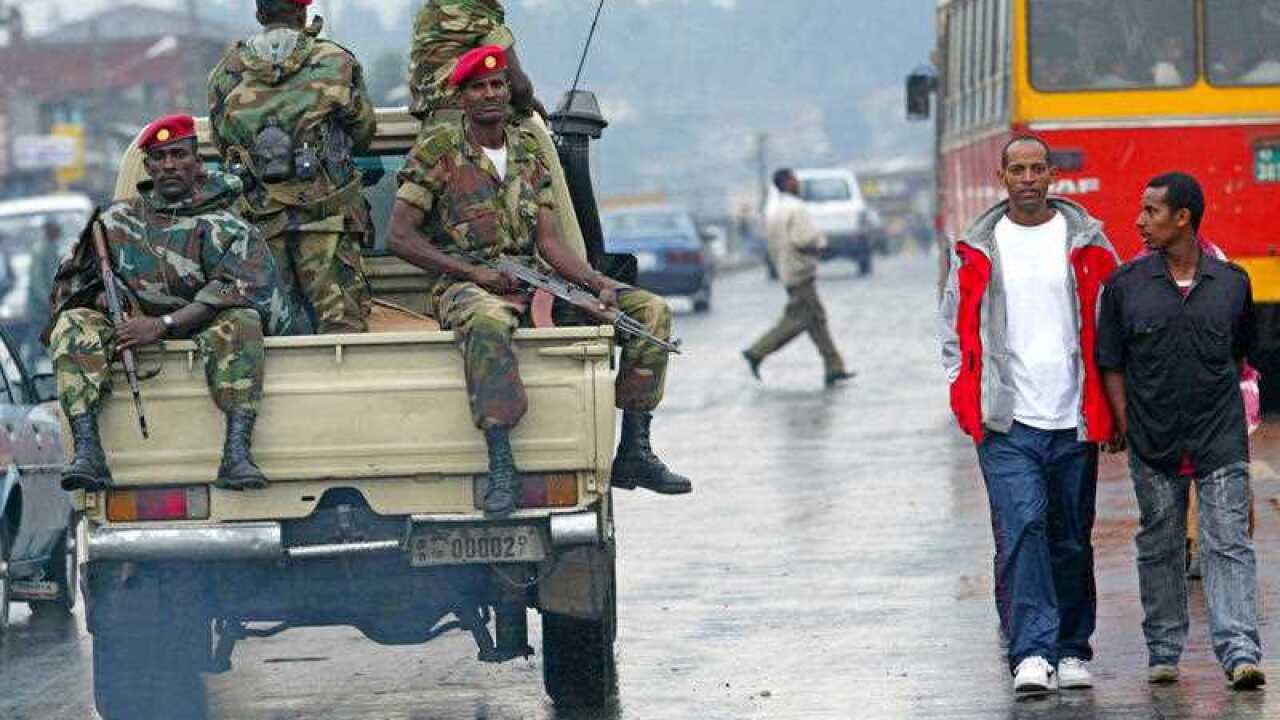 File photo: members of the Ethiopian army patrol the streets of Addis Ababa, Ethiopia