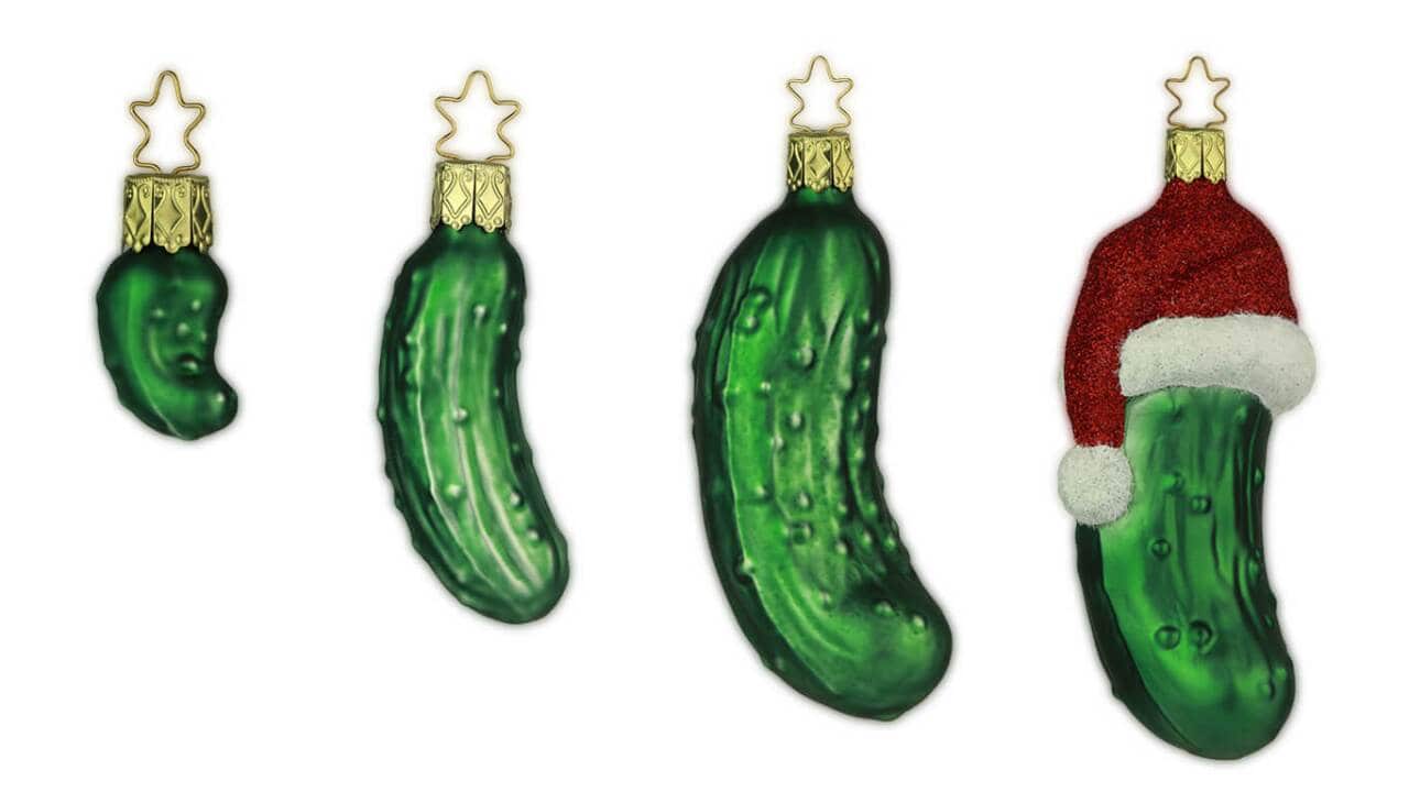 Weihnachtsgurken in verschiedenen Größen