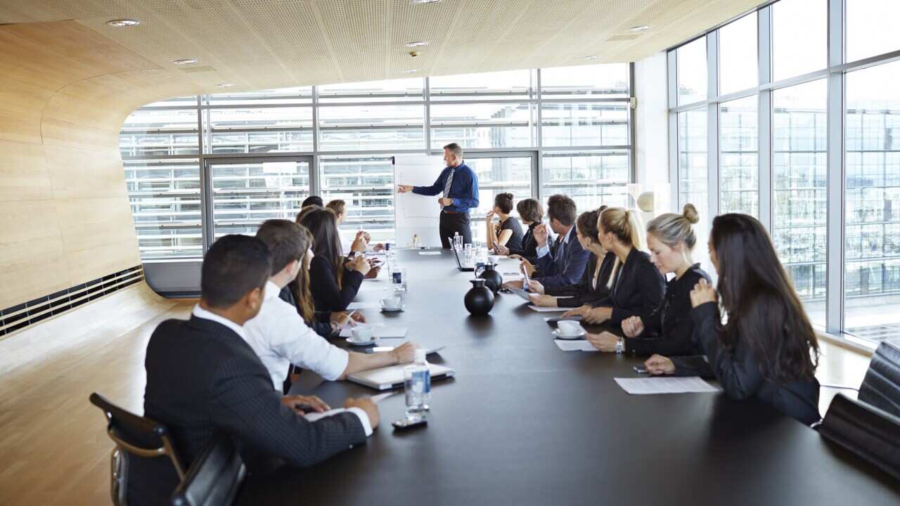 Big business presentation with flip board