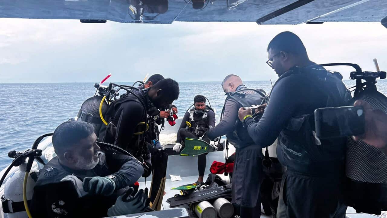 A group of divers on a boat.