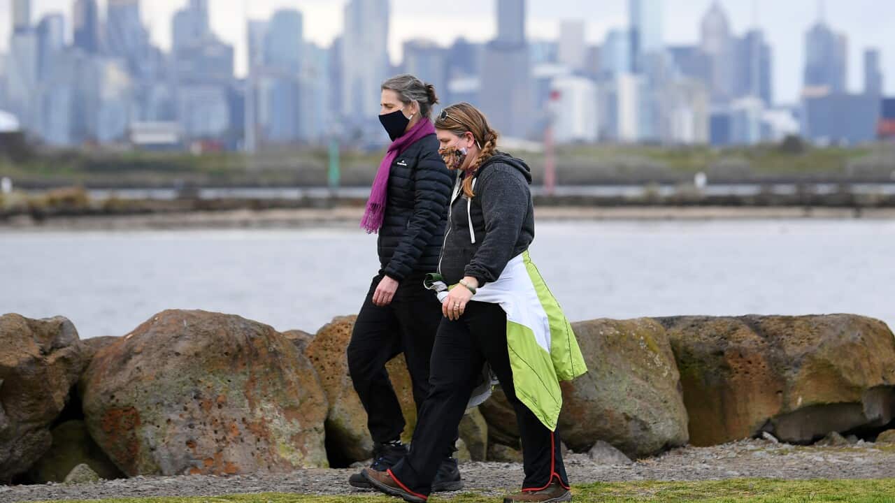 People wearing face masks in Melbourne.