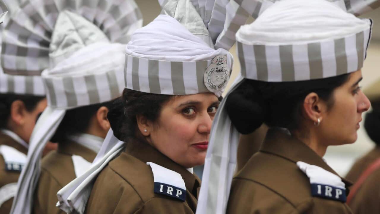 Female police officers attend India's Republic Day celebrations