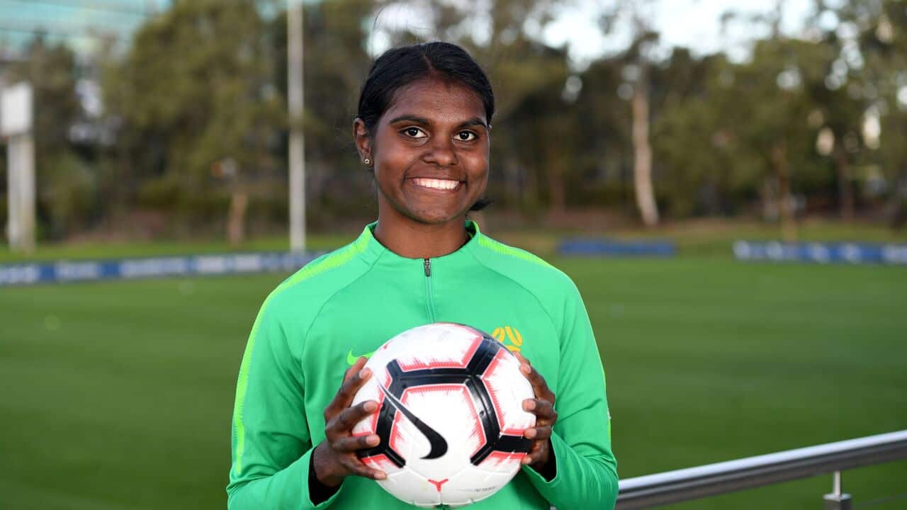 Shadeene Evans posing prior to a training session in Sydney